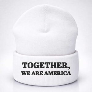 together we are america knit beanie hat