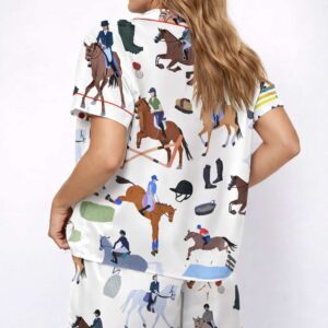 2026 dressage horse silky satin pajama set for women