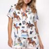 2026 dressage horse silky satin pajama set for women1