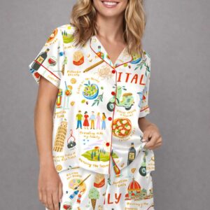 2026 italian vacation silky satin pajama set for women