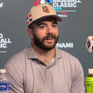 austin wells dominican 2026 wbc upside down hat2