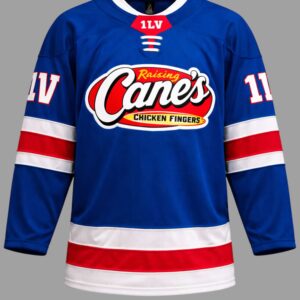 jack hughes raising cane’s hockey jersey