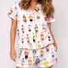 marathon runner watercolor silky satin pajama set for women