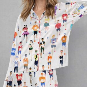 marathon runner watercolor silky satin pajama set for women1