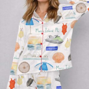 marco island watercolor silky satin pajama set for women2