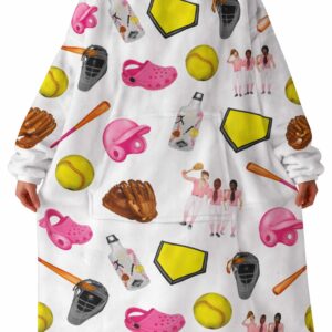 2026 softball theme hoodie blanket