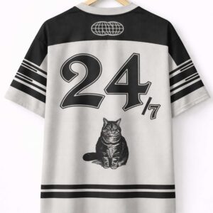 overweight cat and its doting owner mesh jersey1