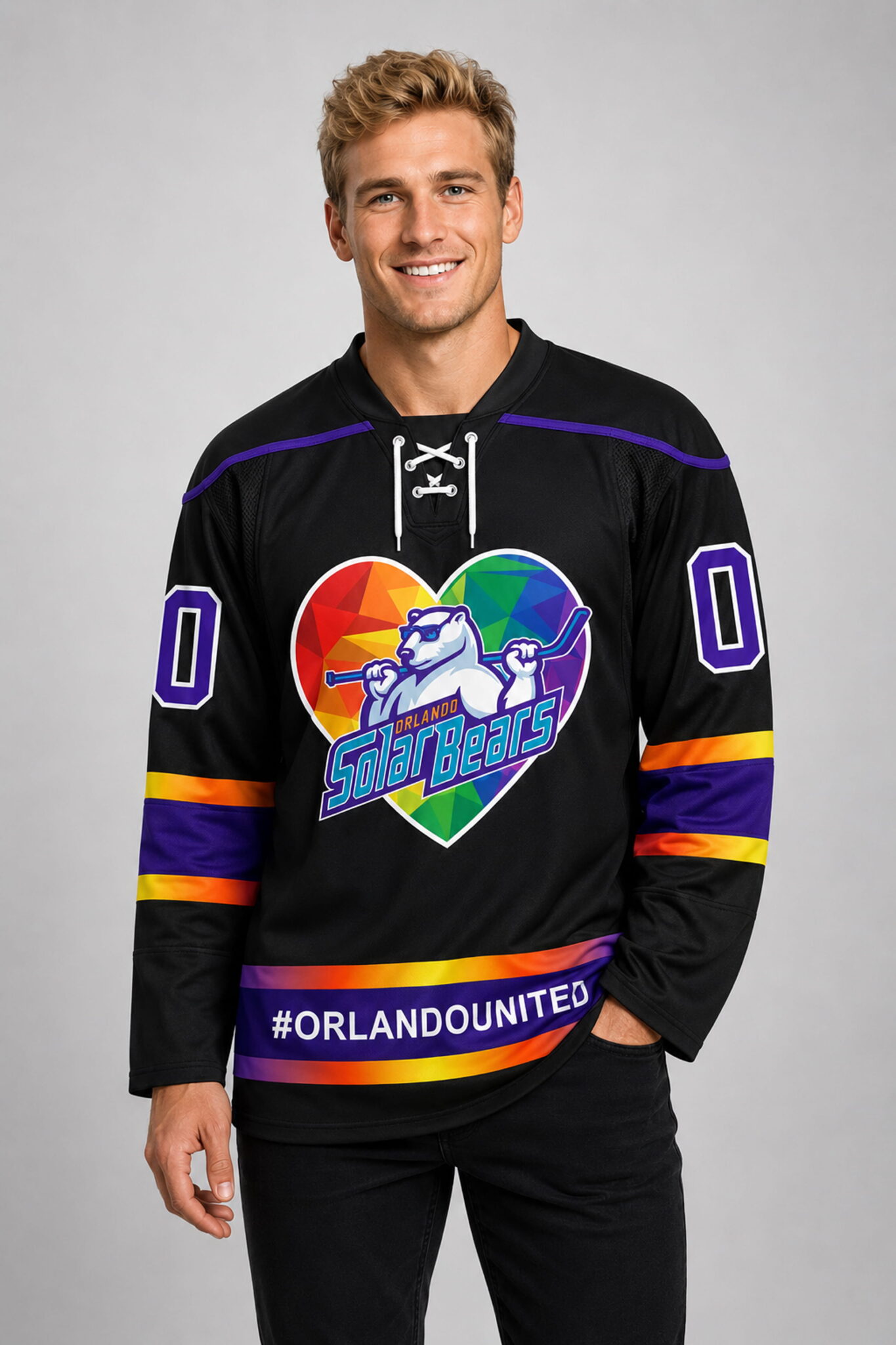Solar bears pride night 2026 rainbow heart hockey jersey2