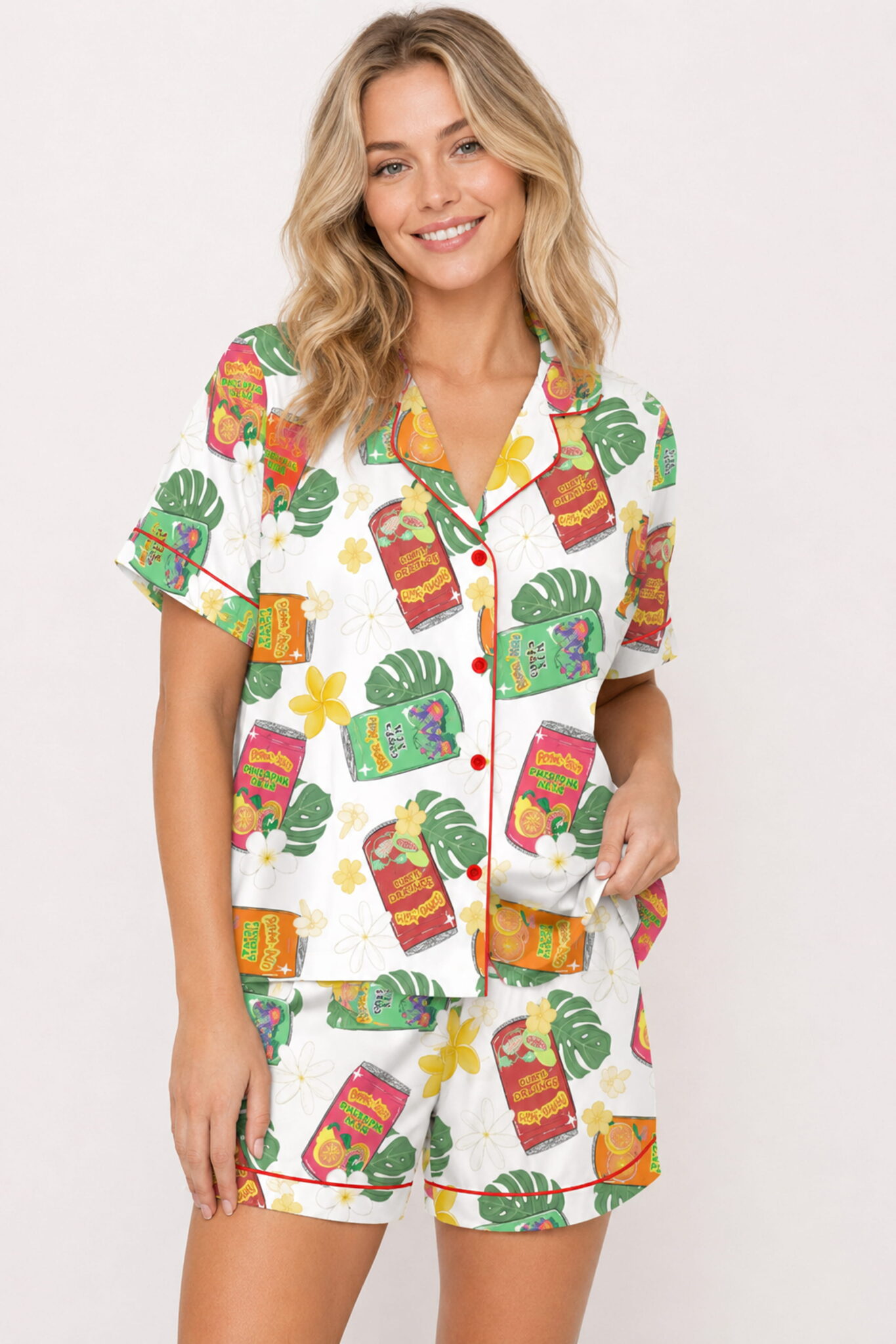 aloha puakenikeni hawaiian juice silky satin pajama set for women