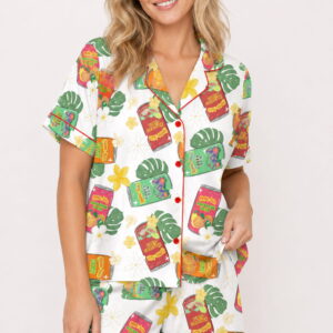 aloha puakenikeni hawaiian juice silky satin pajama set for women
