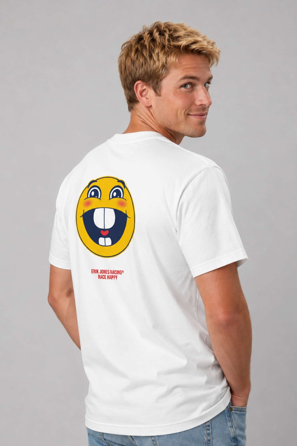 erik jones race smiley pocket shirt2