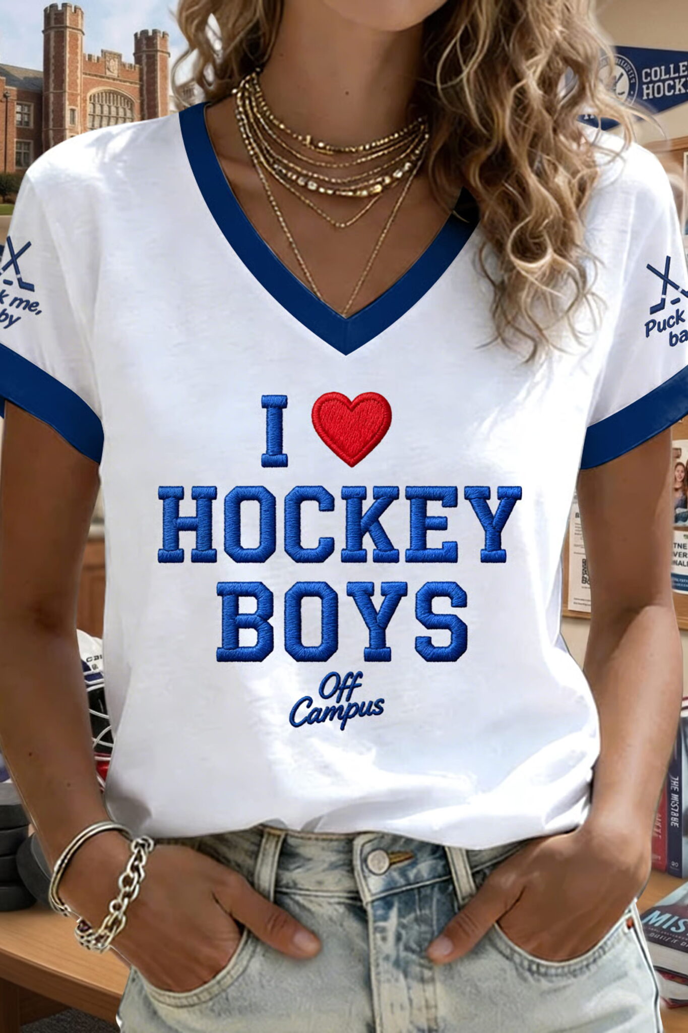 i love hockey boys off campus puck me baby shirt
