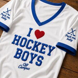 i love hockey boys off campus puck me baby shirt2