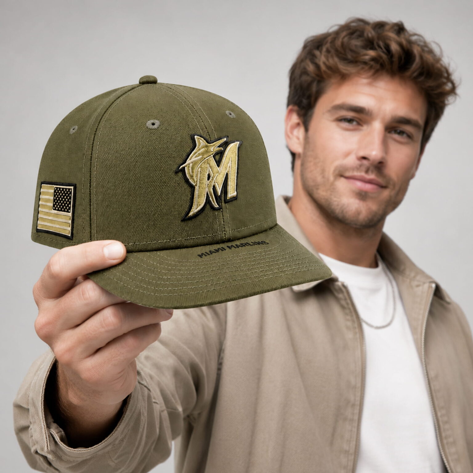 marlins armed forces day 2026 green hat2