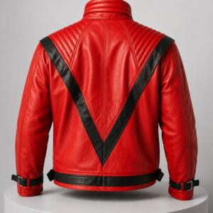 michael jackson red halloween leather jacket1