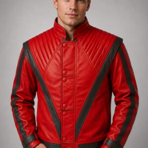 michael jackson red halloween leather jacket2