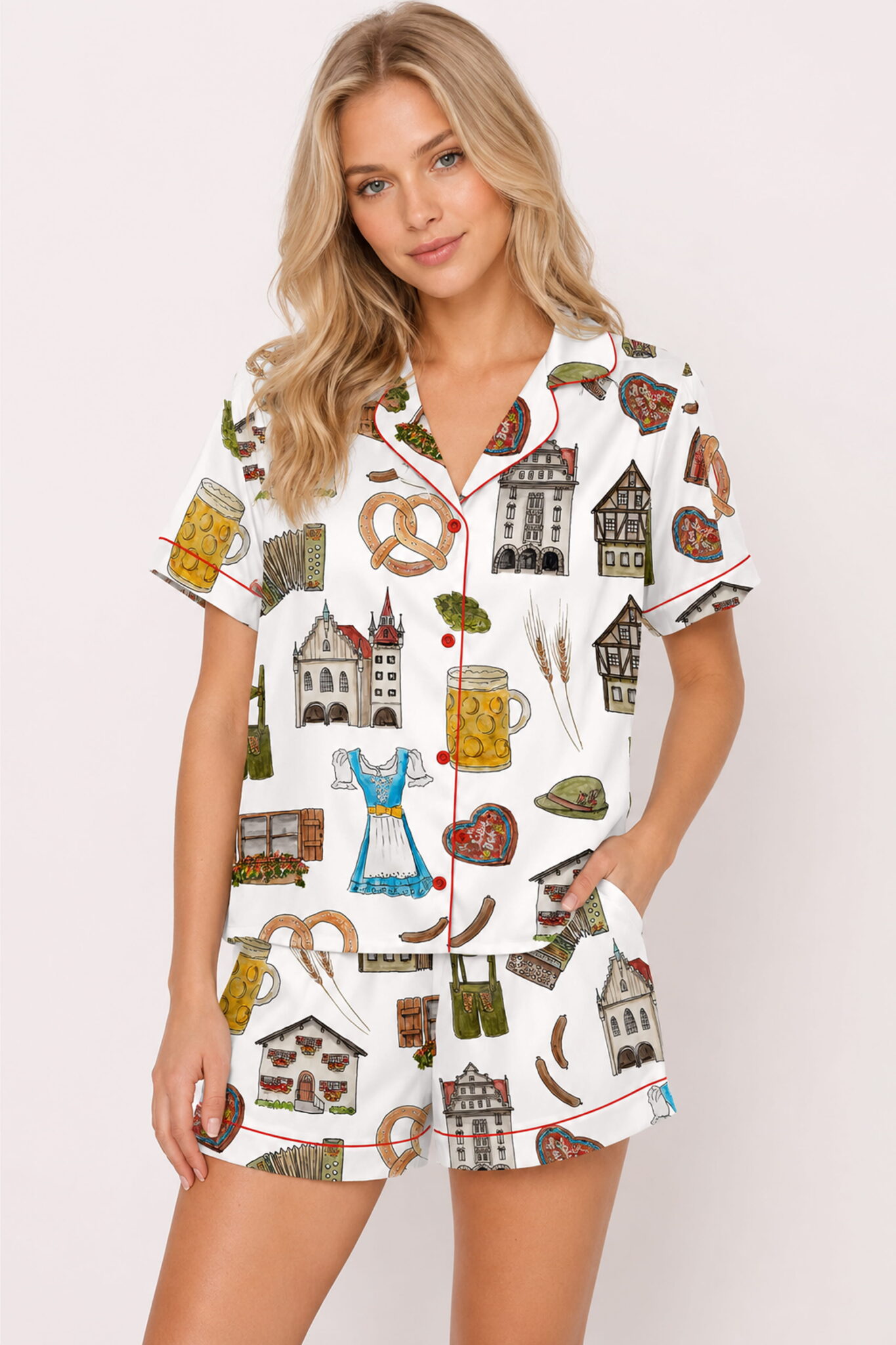 oktoberfest satin pajama set for women