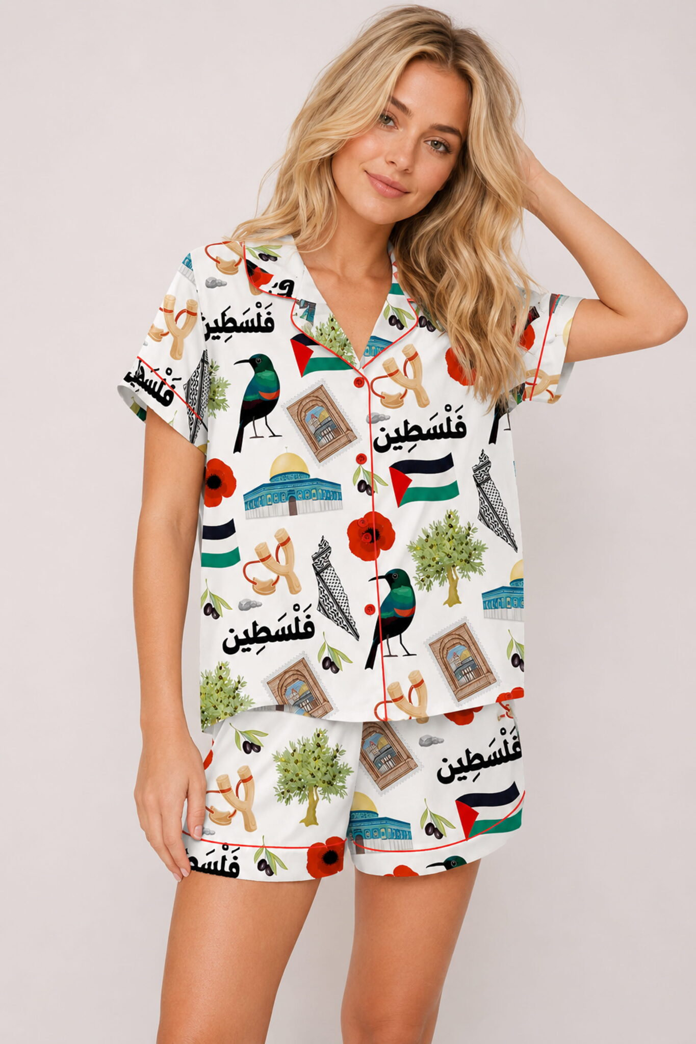 palestine satin pajama set for women