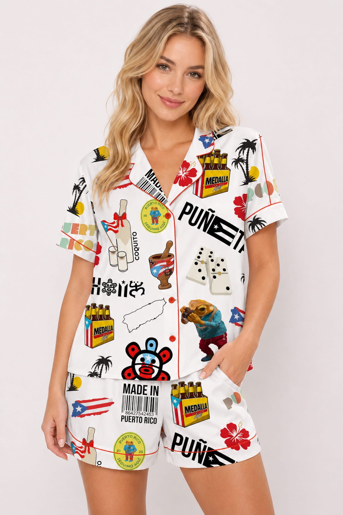 puerto rico satin pajama set for women
