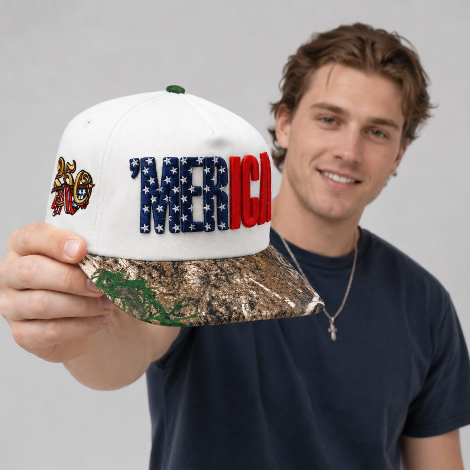 usa 250th merica chrome white camo hat