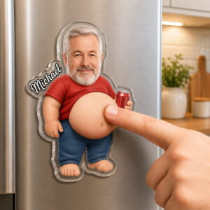 custom photo dad bod belly squishy acrylic fridge magnet2