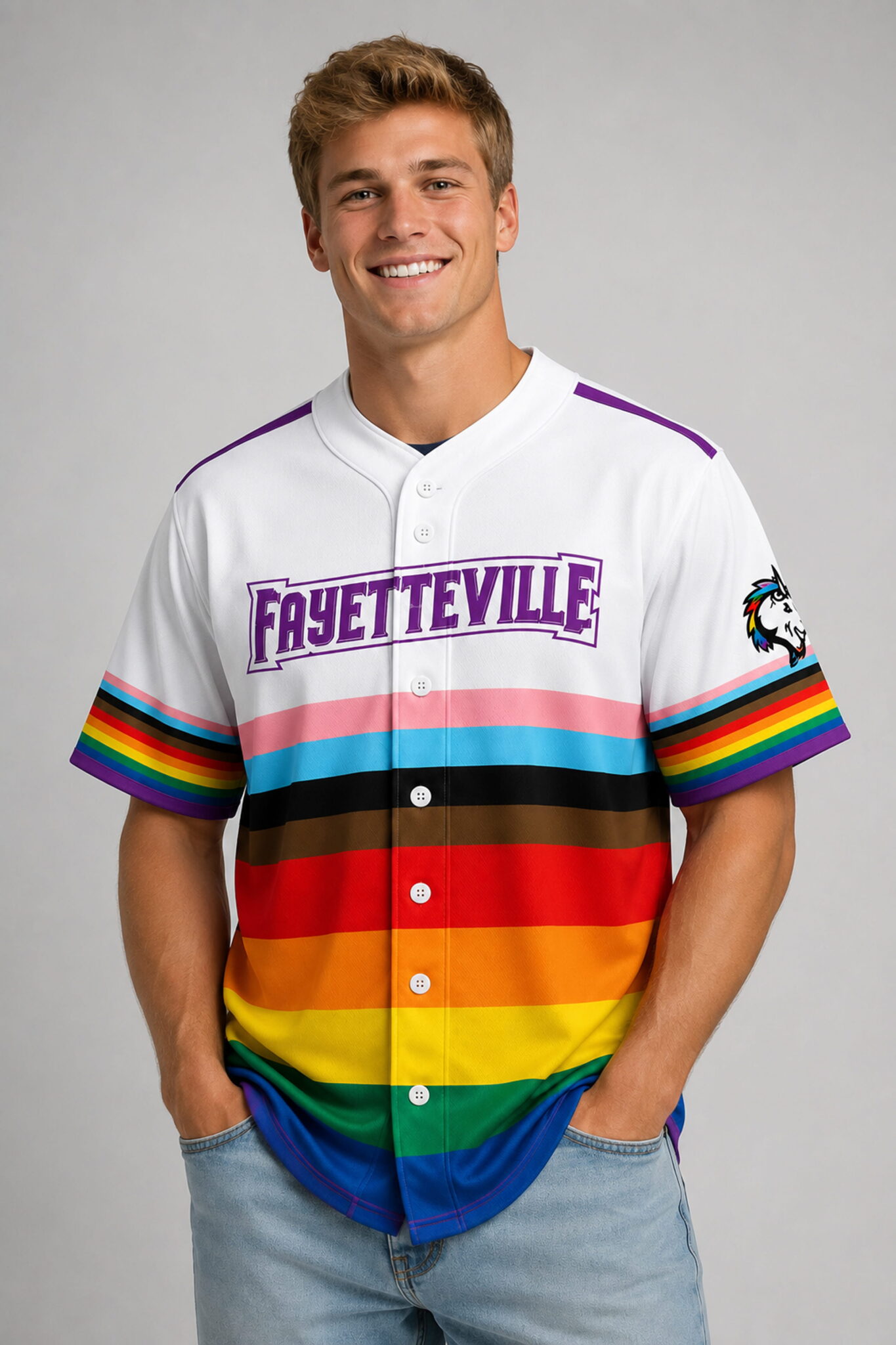 2026 fayetteville woodpeckers night out pride jersey3