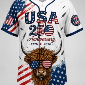 2026 usa 250th anniversary highland cow baseball jersey