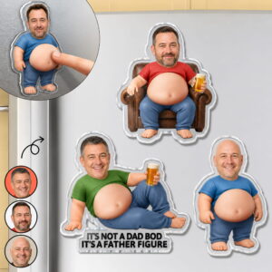 custom photo dad bod belly squishy acrylic fridge magnet