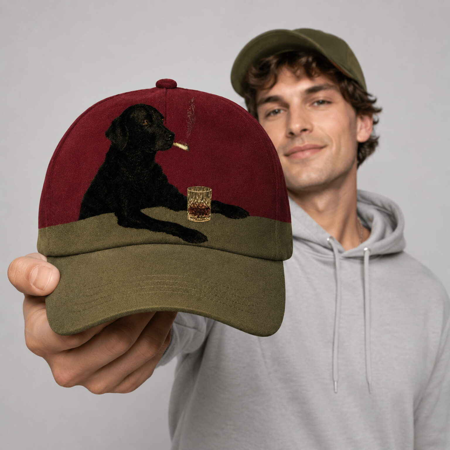 tokyover smoking cool black dog with cigarette and whiskey hat2