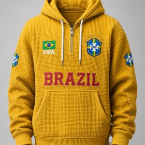 world cup 2026 brazil waffle quarter zip hoodie