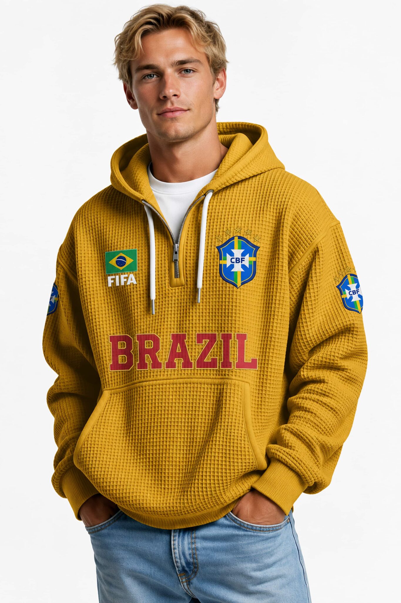 world cup 2026 brazil waffle quarter zip hoodie1