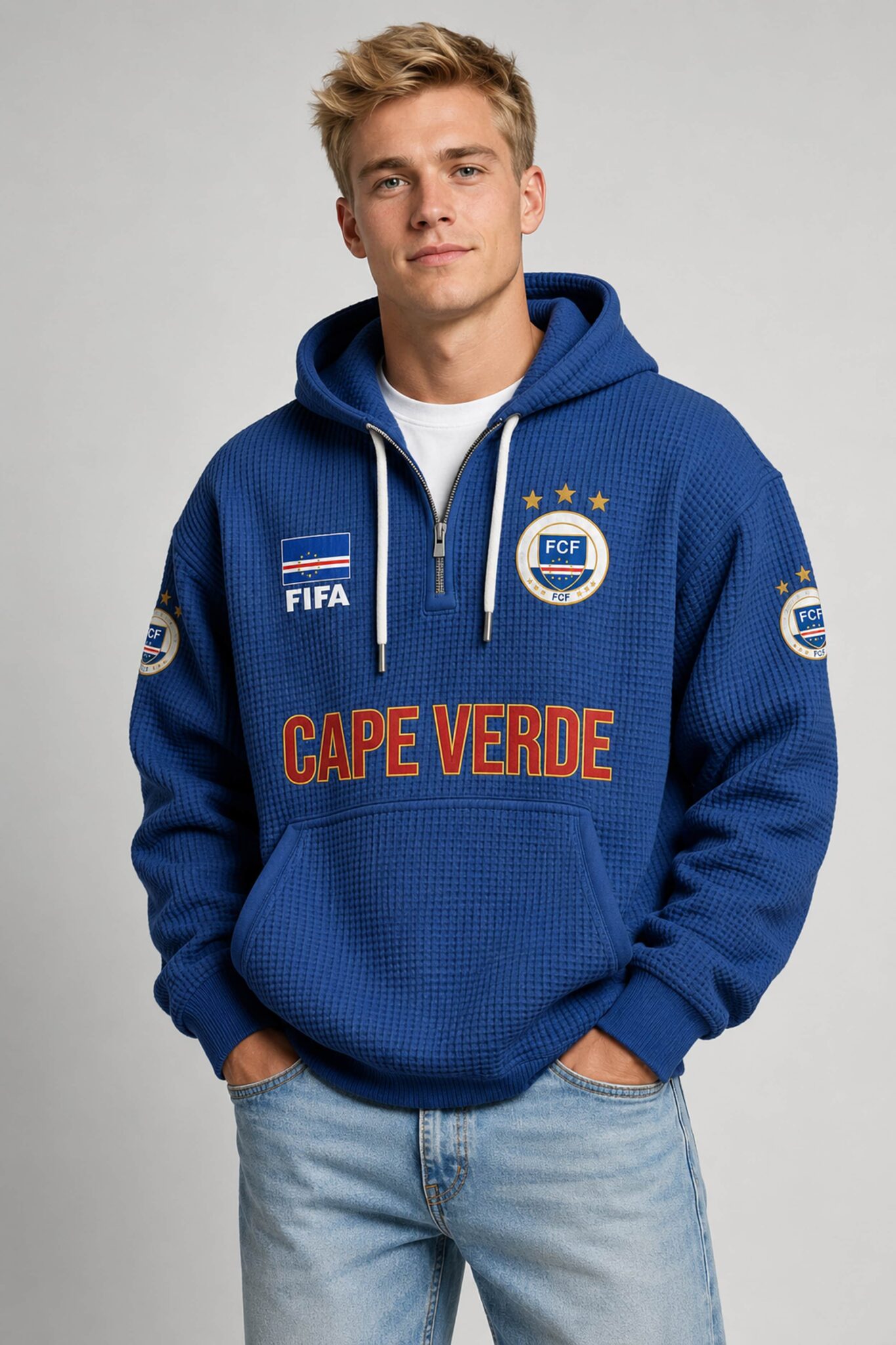 world cup 2026 cape verde waffle quarter zip hoodie1