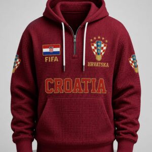 world cup 2026 croatia waffle quarter zip hoodie