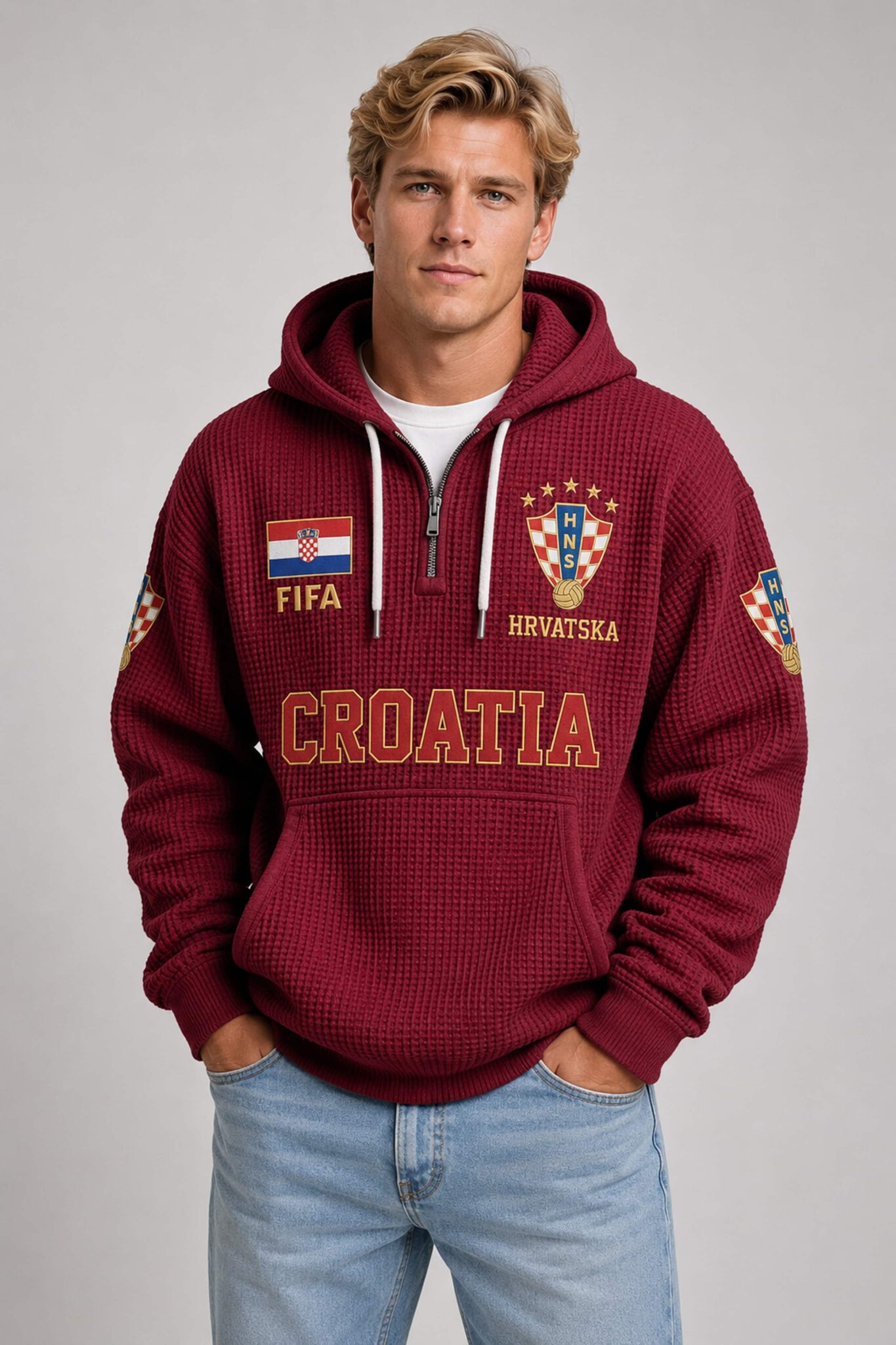 world cup 2026 croatia waffle quarter zip hoodie1