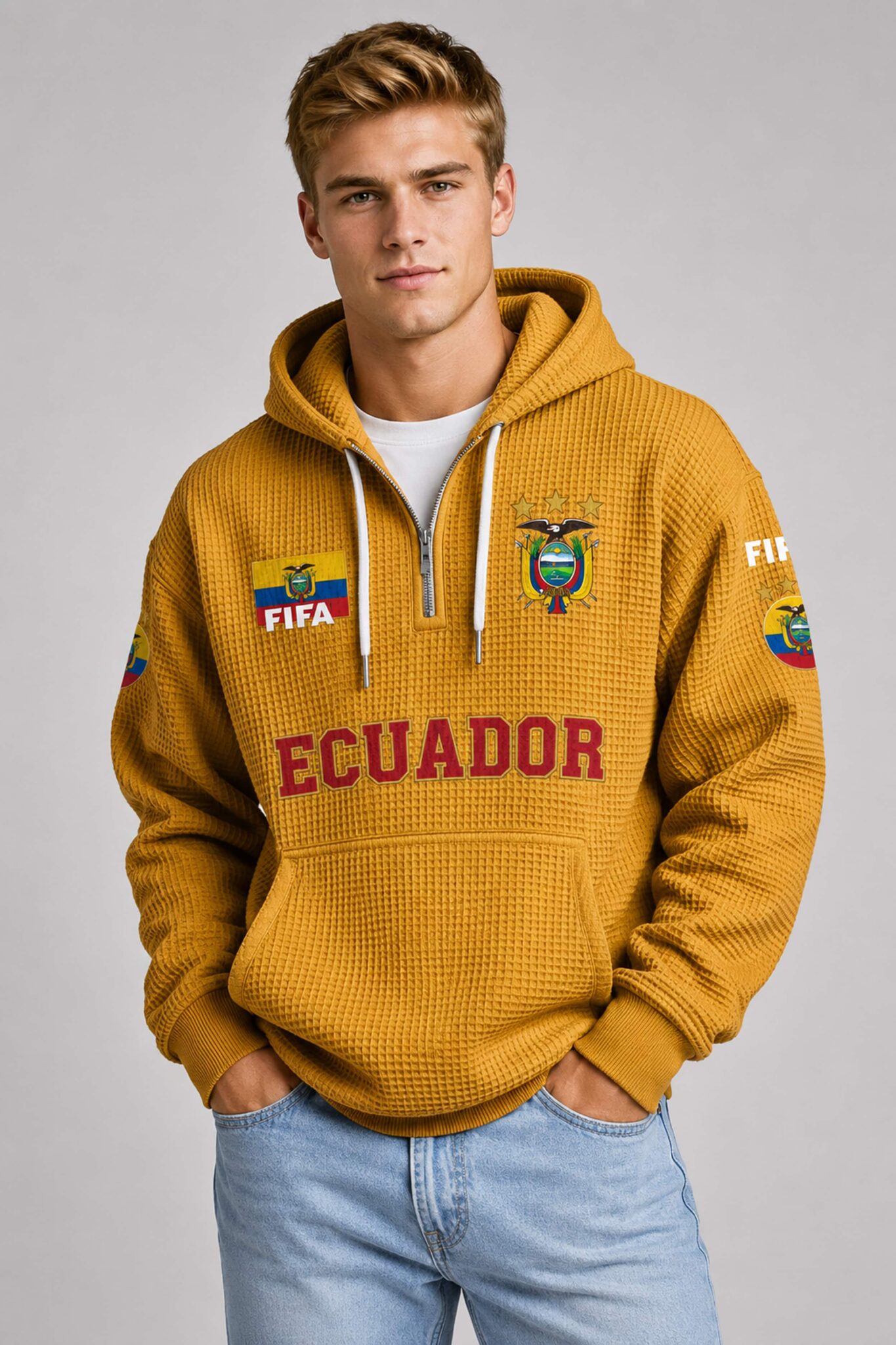 world cup 2026 ecuador waffle quarter zip hoodie1