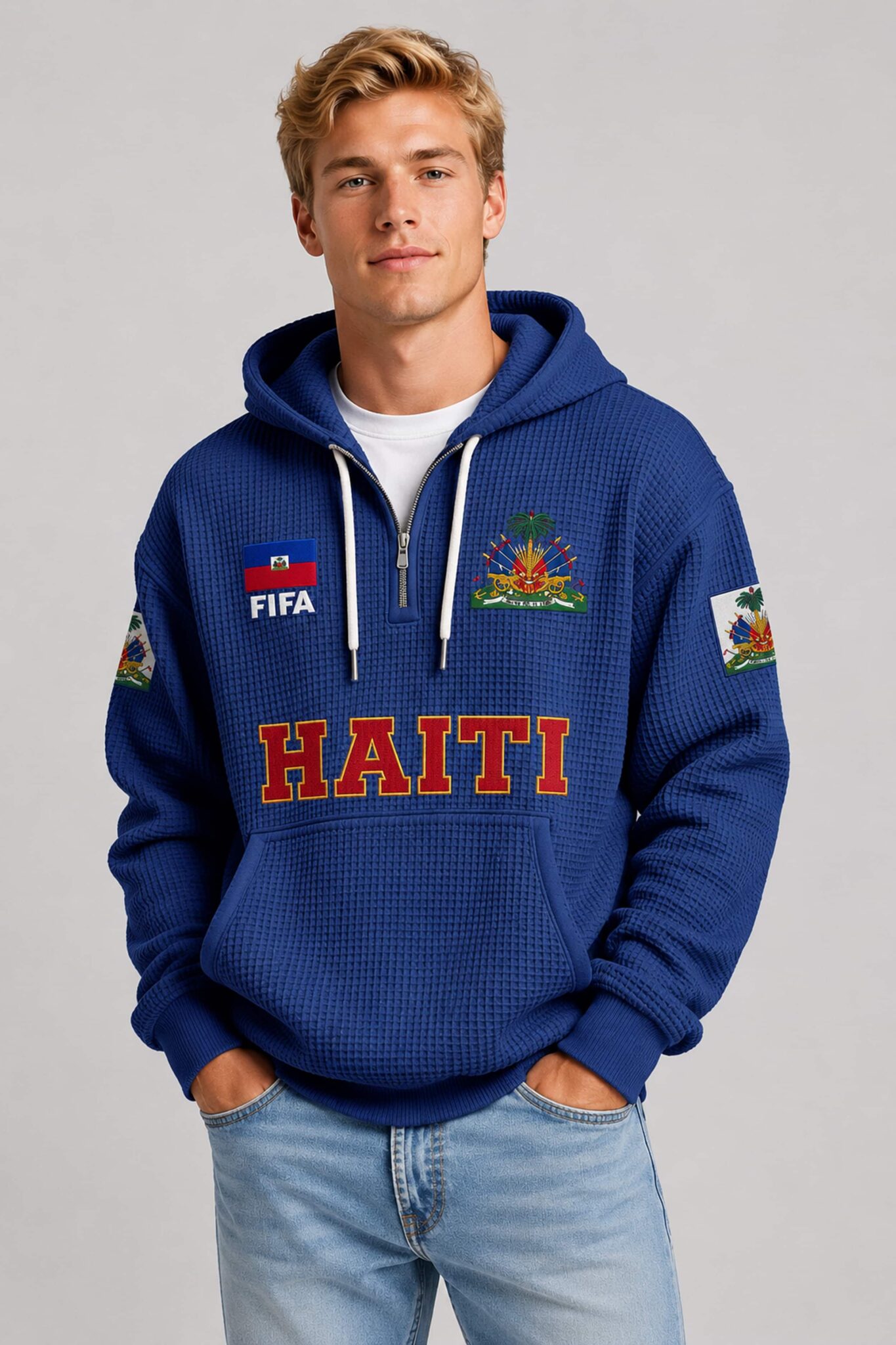 world cup 2026 haiti waffle quarter zip hoodie1