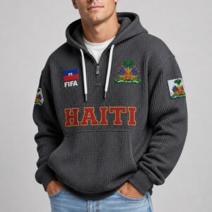 world cup 2026 haiti waffle quarter zip hoodie2