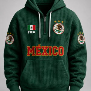 world cup 2026 mexico waffle quarter zip hoodie