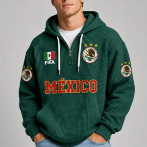 world cup 2026 mexico waffle quarter zip hoodie1