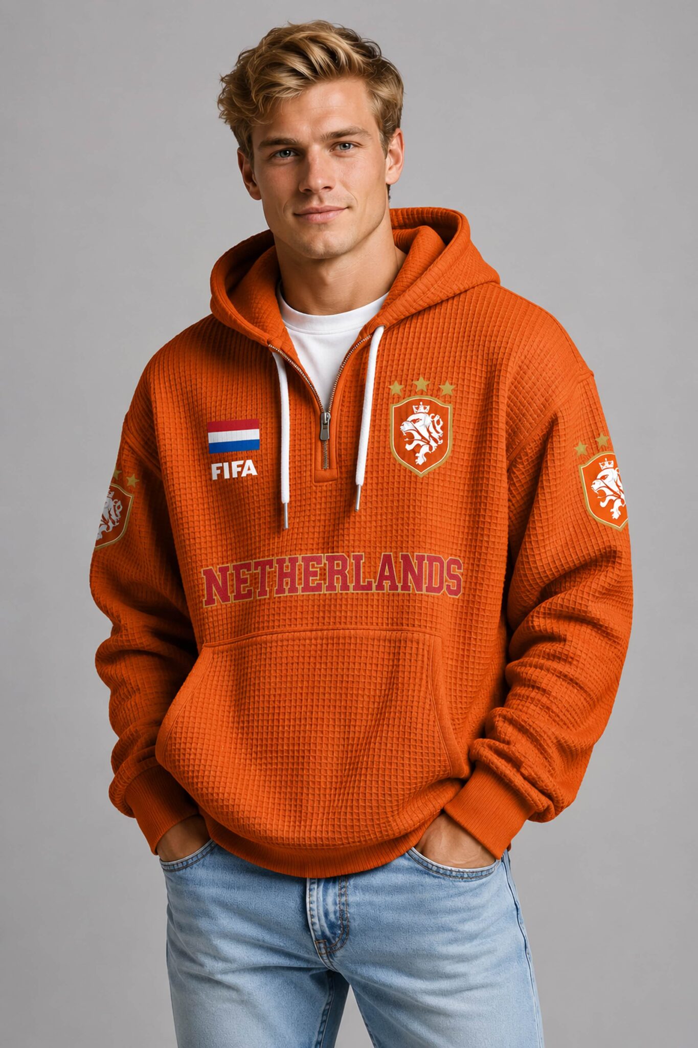 world cup 2026 netherlands waffle quarter zip hoodie1