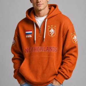 world cup 2026 netherlands waffle quarter zip hoodie1