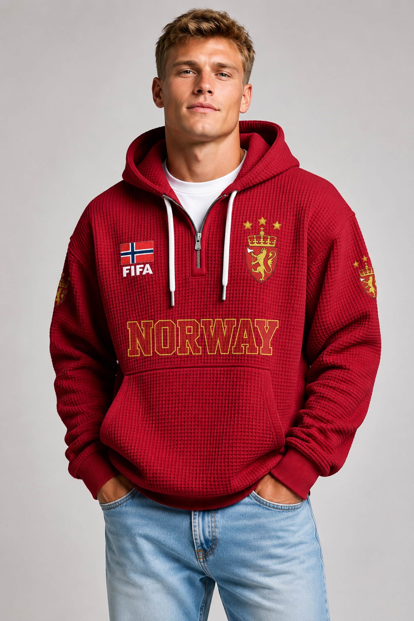 world cup 2026 norway waffle quarter zip hoodie1