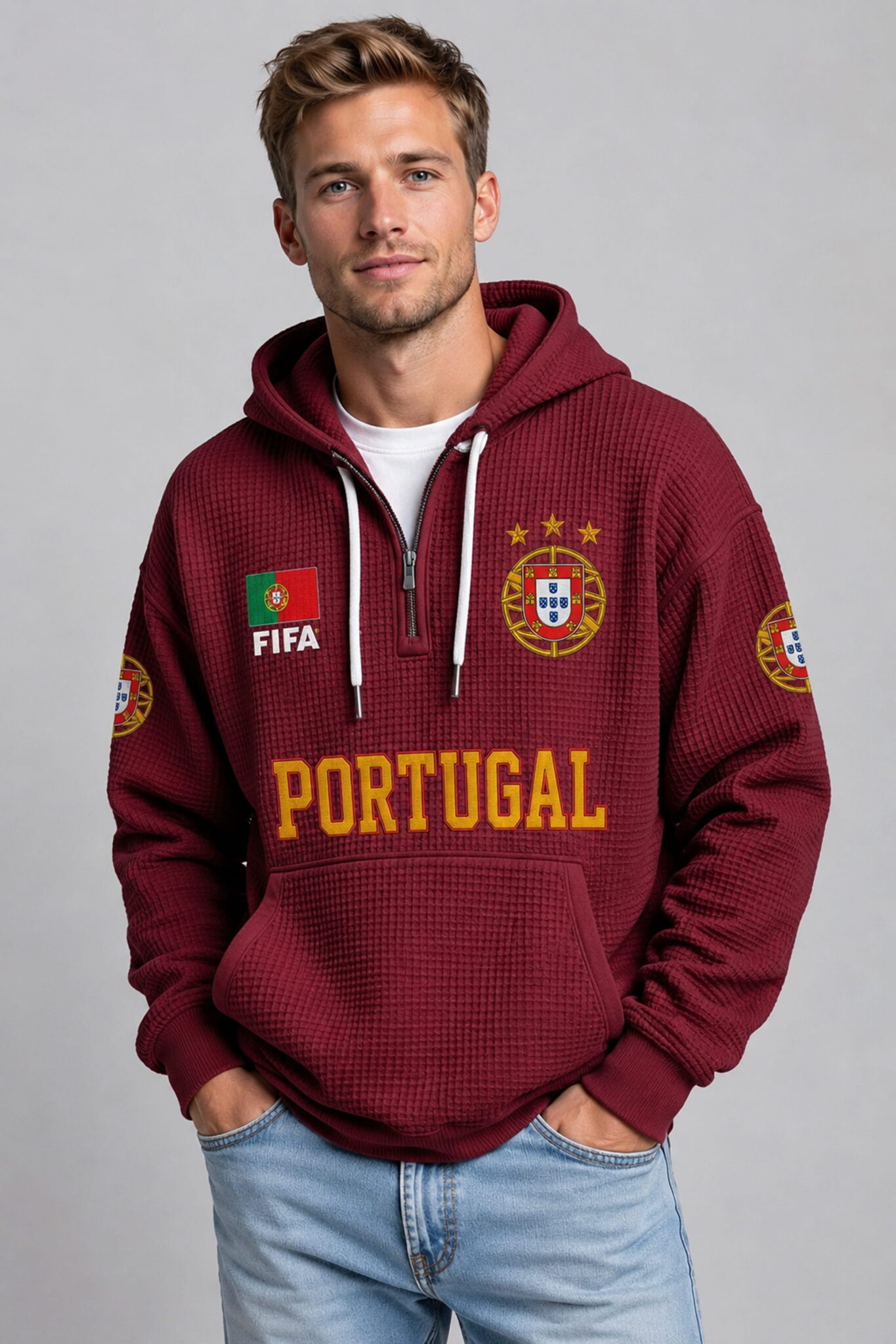 world cup 2026 portugal waffle quarter zip hoodie1