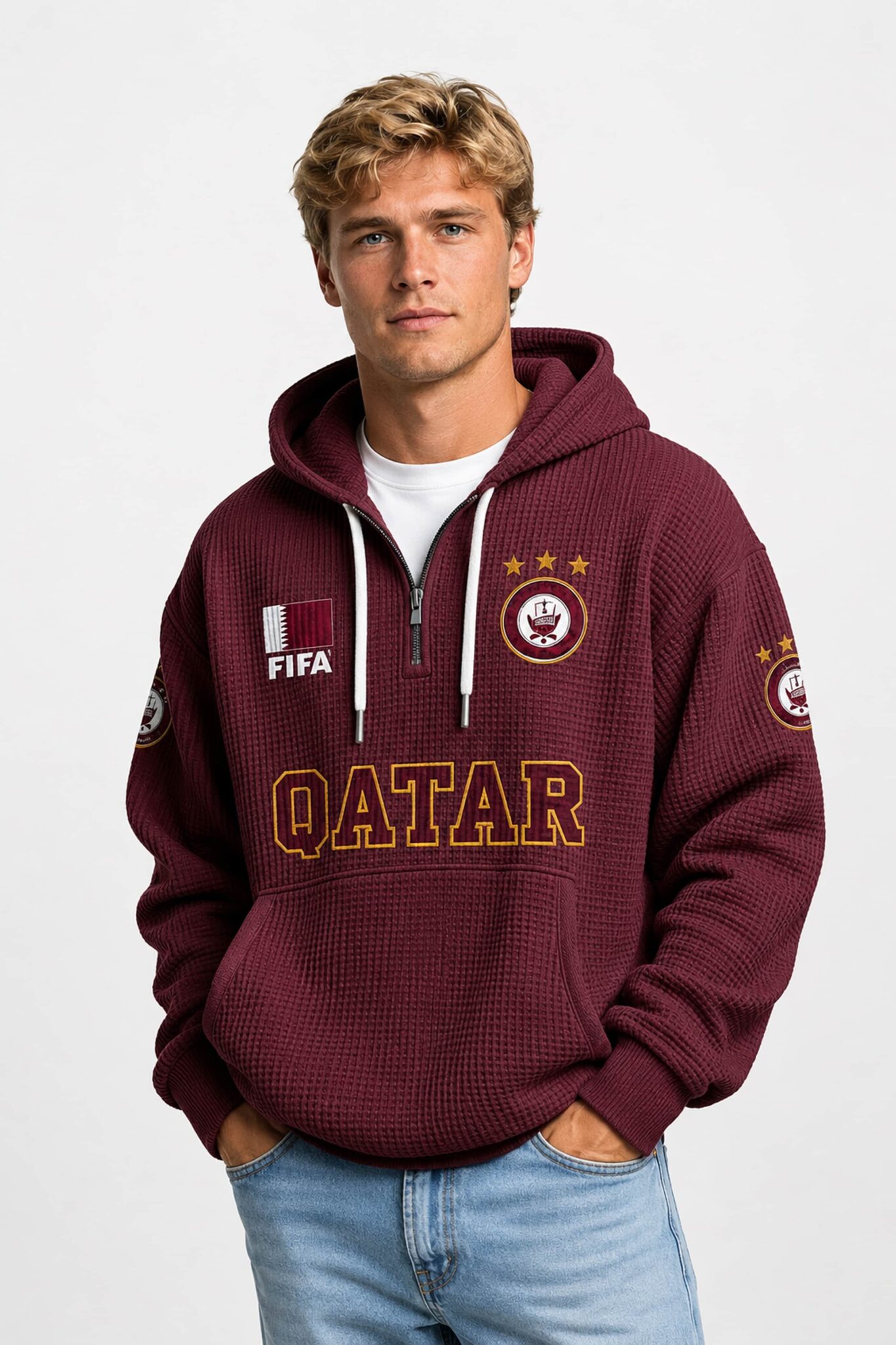 world cup 2026 qatar waffle quarter zip hoodie1