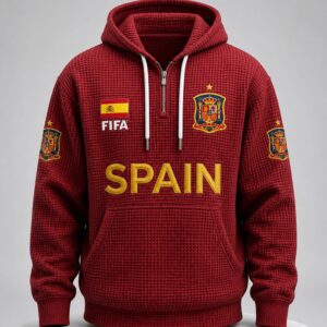 world cup 2026 spain waffle quarter zip hoodie