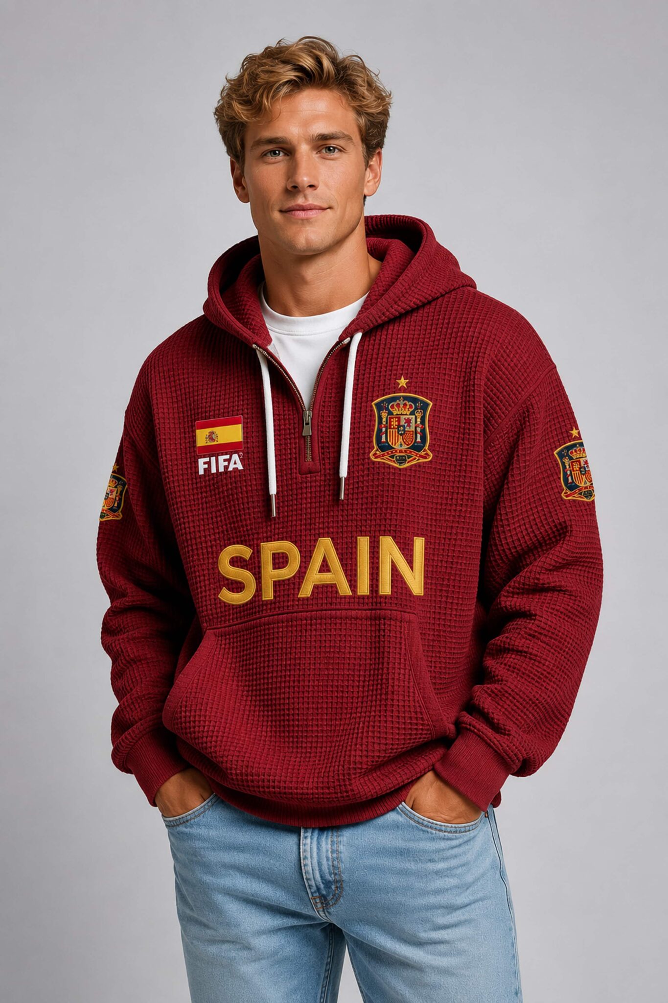 world cup 2026 spain waffle quarter zip hoodie1