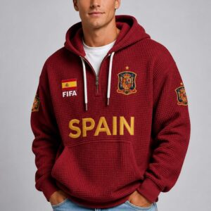 world cup 2026 spain waffle quarter zip hoodie1