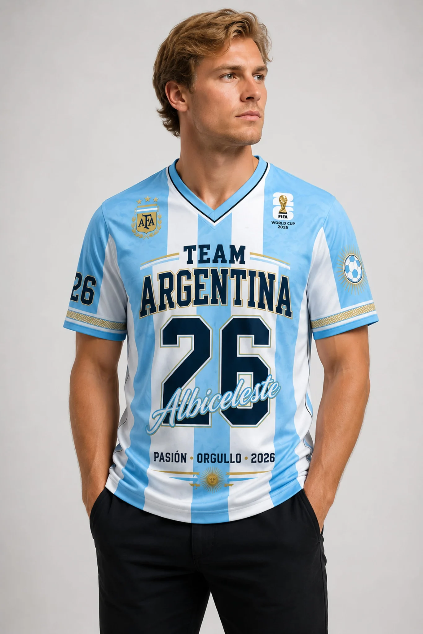 argentina world cup 26 champions v neck shirt1