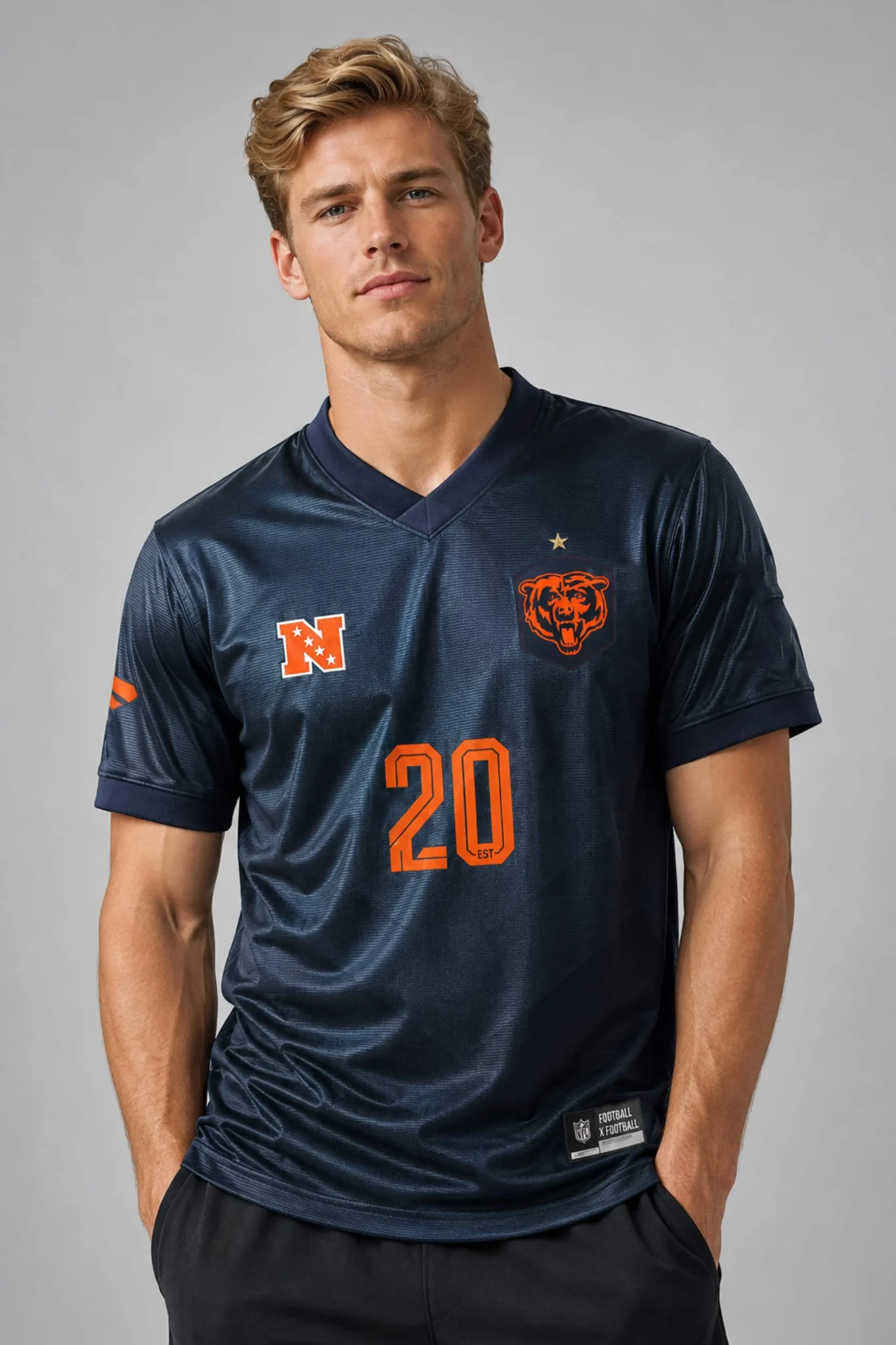 chicago bears football v neck fan top 2026 jersey2