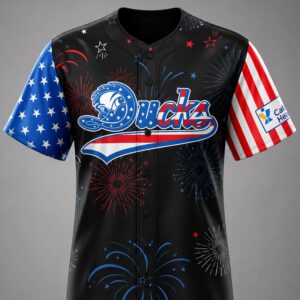 ducks celebrating 4th of july 2026 fireworks baseball jersey